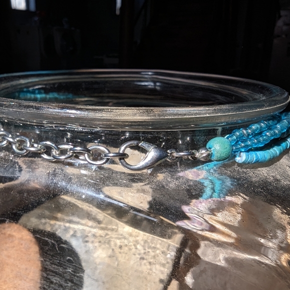 Turquoise and brown beaded pendant necklace - Picture 2 of 4